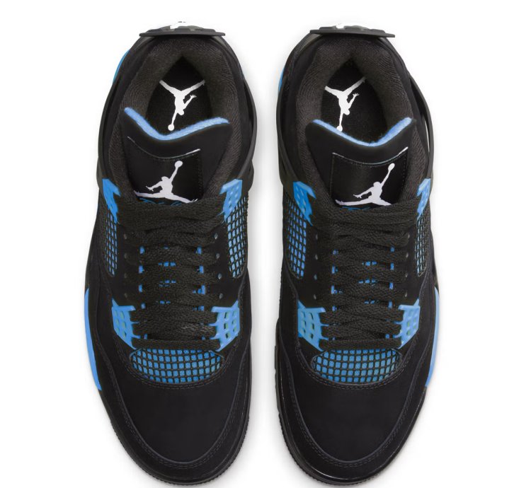 Air Jordan 4 Black Unc - University Blue Thunder