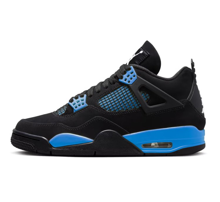 Air Jordan 4 Black Unc - University Blue Thunder