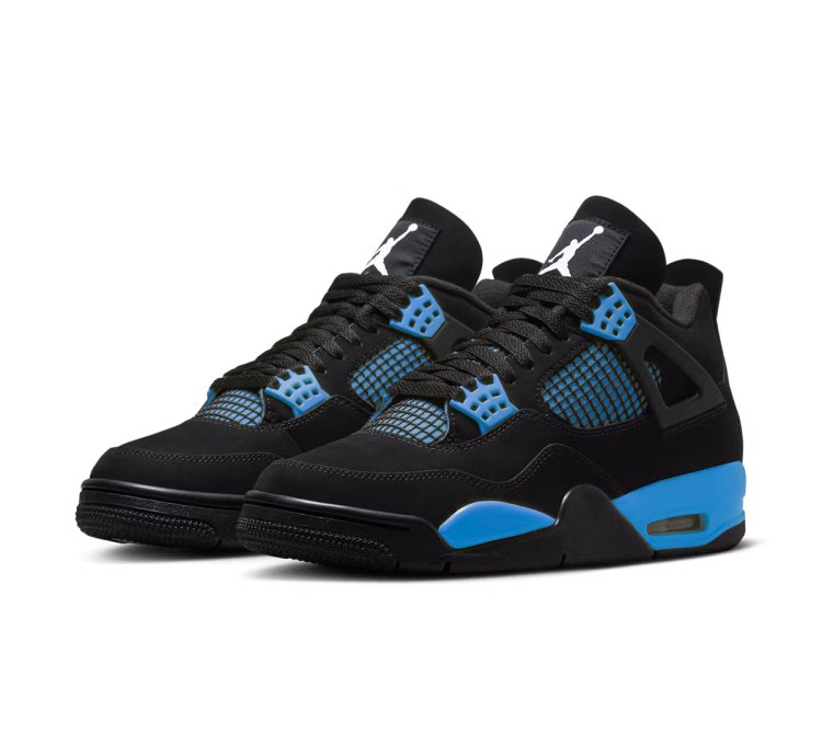Air Jordan 4 Black Unc - University Blue Thunder