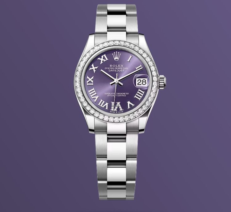 Rolex Datejust 31 New 2024 Purple Diamond Pave 6 9 Dial Diamond Bezel Stainless Steel Oyster