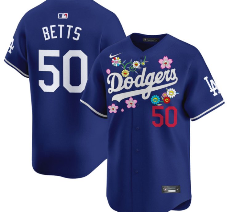 Mookie Betts Jersey 50 Dodgers X Takashi Murakami 2025 Vapor Limited Stitched Royal