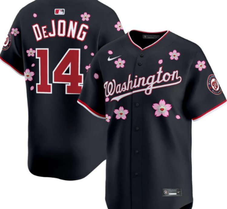 Paul Dejong Jersey 14 Washington Nationals Cherry Blossom Vapor Premier Limited Stitched Navy