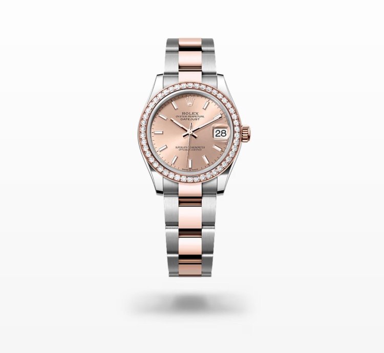 Rolex Datejust 31 New 2024 Sundust Pink Index Dial Diamond Bezel Two Tone Rose Gold Oyster
