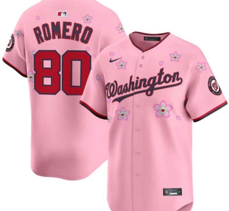 Maxwell Romero Jr Jersey 80 Washington Nationals Cherry Blossom Vapor Premier Limited Stitched
