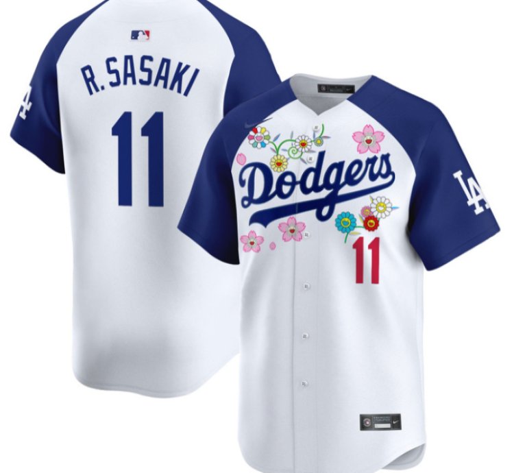 Roki Sasaki kanji Jersey 11 Dodgers X Takashi Murakami 2025 Vapor Stitched Alternate