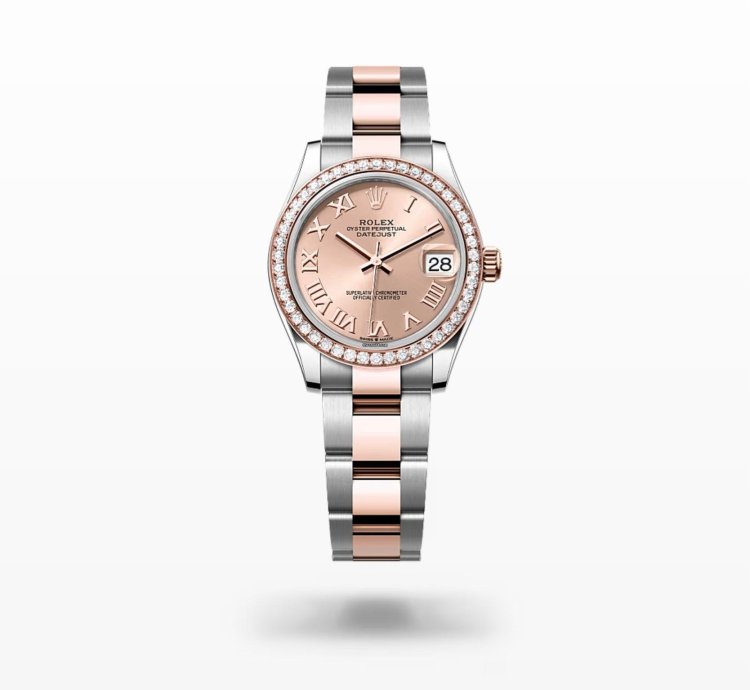 Rolex Datejust 31 New 2024 Sundust Pink Roman Dial Diamond Bezel Two Tone Rose Gold Oyster