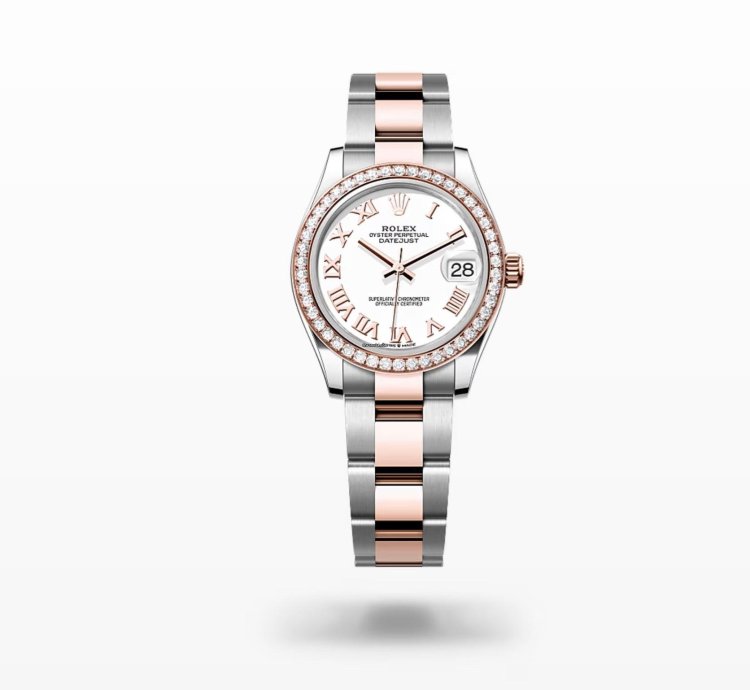 Rolex Datejust 31 New 2024 White Roman Dial Diamond Bezel Two Tone Rose Gold Oyster Bracelet