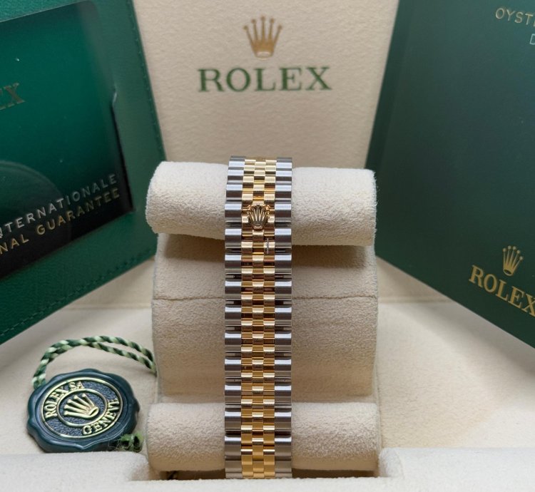 Rolex Datejust 31 New 2024 White Roman Dial Scatter Diamond Bezel Two Tone Yellow Gold Jubilee
