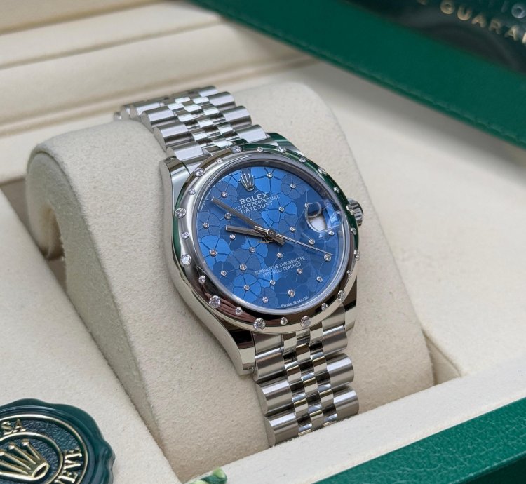 Rolex Datejust 31 New 2025 Blue Floral Diamond Dial Stainless Steel Scattered Diamond Jubilee