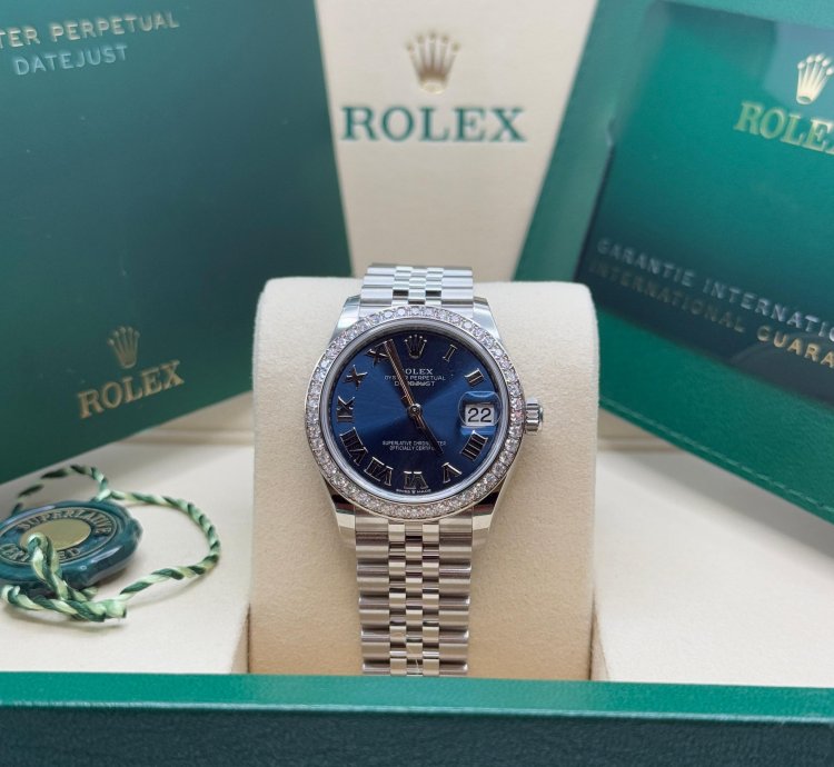 Rolex Datejust 31 New 2025 Blue Roman Dial Diamond Bezel Stainless Steel Jubilee