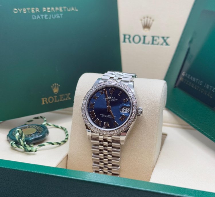 Rolex Datejust 31 New 2025 Blue Roman Dial Diamond Bezel Stainless Steel Jubilee