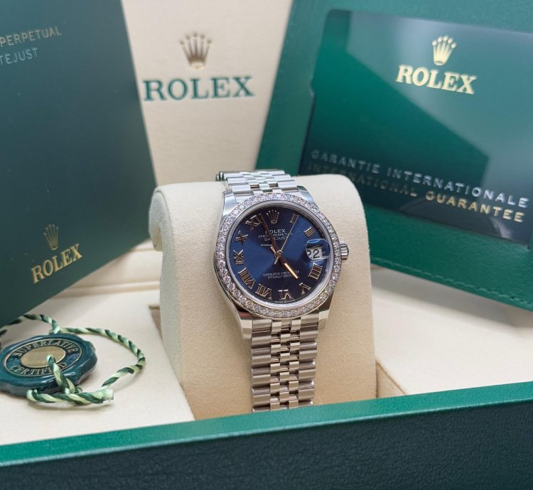 Rolex Datejust 31 New 2025 Blue Roman Dial Diamond Bezel Stainless Steel Jubilee