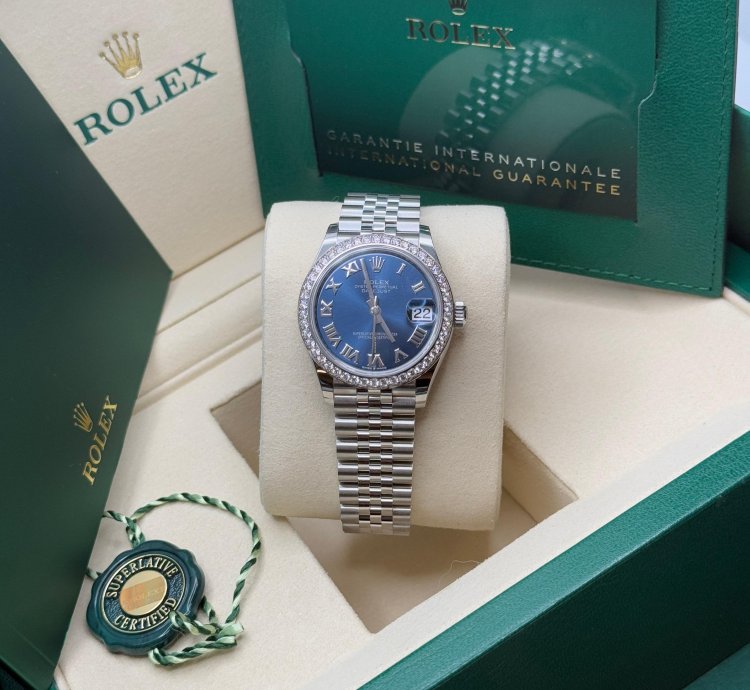 Rolex Datejust 31 New 2025 Blue Roman Dial Diamond Bezel Stainless Steel Jubilee