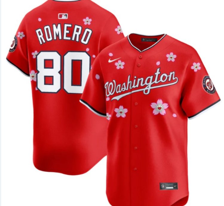 Maxwell Romero Jr Jersey 80 Washington Nationals Cherry Blossom Vapor Premier Limited Stitched Red