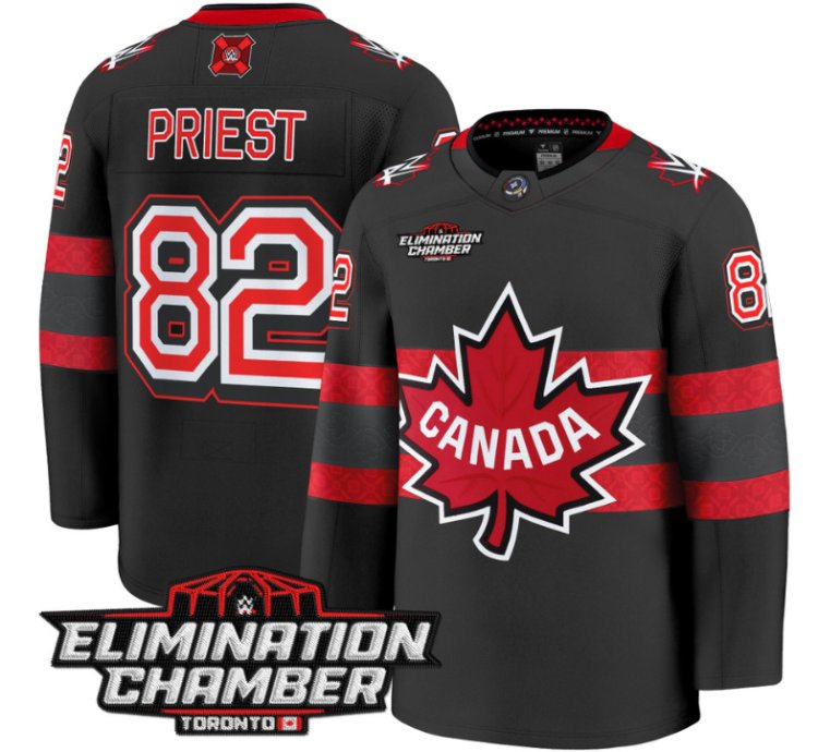 Men Damian Priest Jersey 82 Elimination Chamber Toronto 2025 Stitched Black