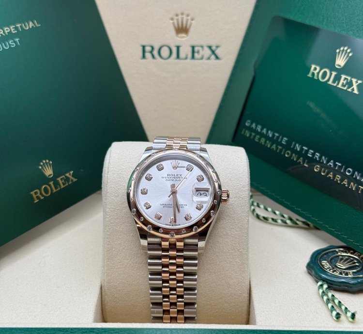 Rolex Datejust 31 New 2025 Silver Diamond Dial Two Tone Rose Gold Diamond Bezel Jubilee