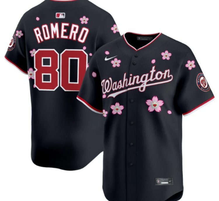 Maxwell Romero Jr Jersey 80 Washington Nationals Cherry Blossom Vapor Premier Limited Stitched Navy