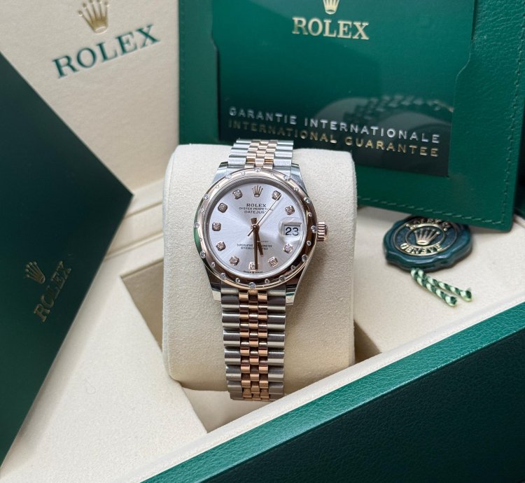 Rolex Datejust 31 New 2025 Silver Diamond Dial Two Tone Rose Gold Diamond Bezel Jubilee