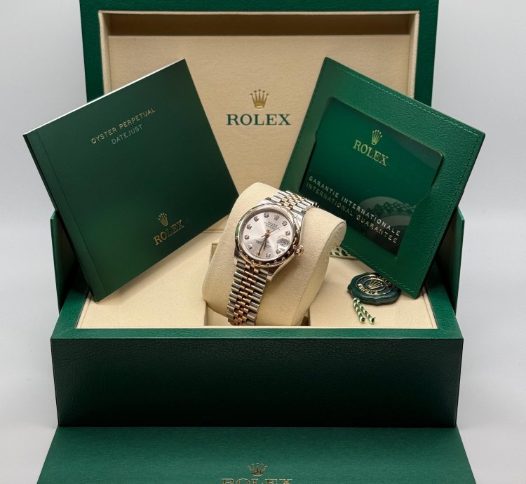 Rolex Datejust 31 New 2025 Silver Diamond Dial Two Tone Rose Gold Diamond Bezel Jubilee