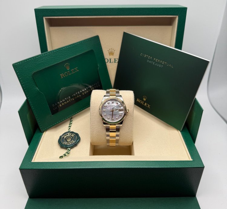 Rolex Datejust 31 New Mother Of Pearl Diamond Dial Fluted Bezel Oyster Bracelet