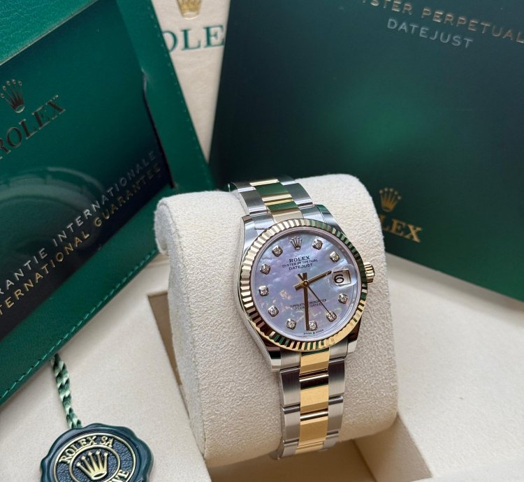 Rolex Datejust 31 New Mother Of Pearl Diamond Dial Fluted Bezel Oyster Bracelet