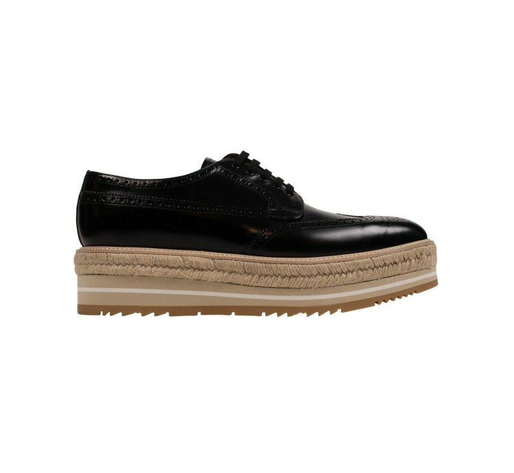 Leather Platform Lace-up Black Derby Shoes Size 11