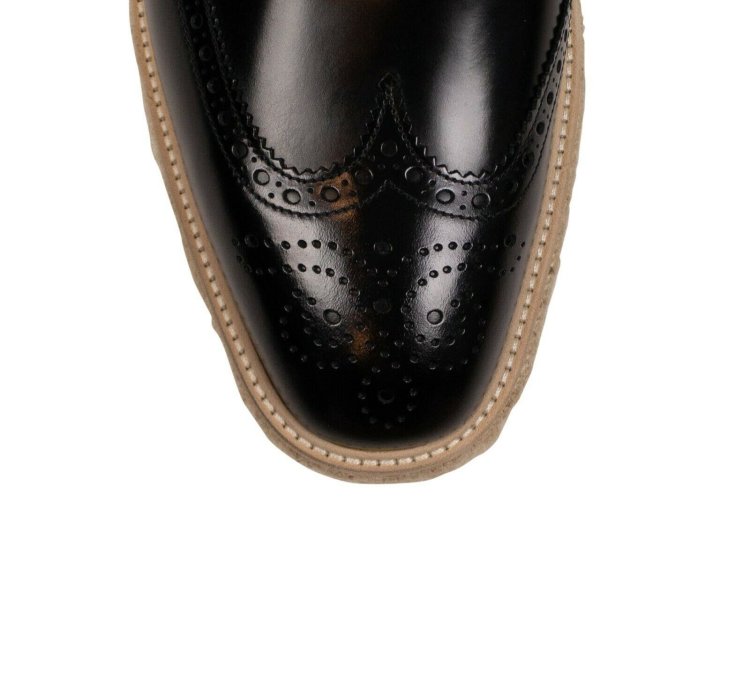 Leather Platform Lace-up Black Derby Shoes Size 11