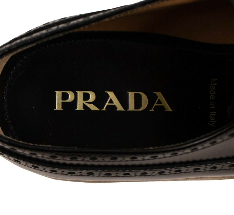 Leather Platform Lace-up Black Derby Shoes Size 11