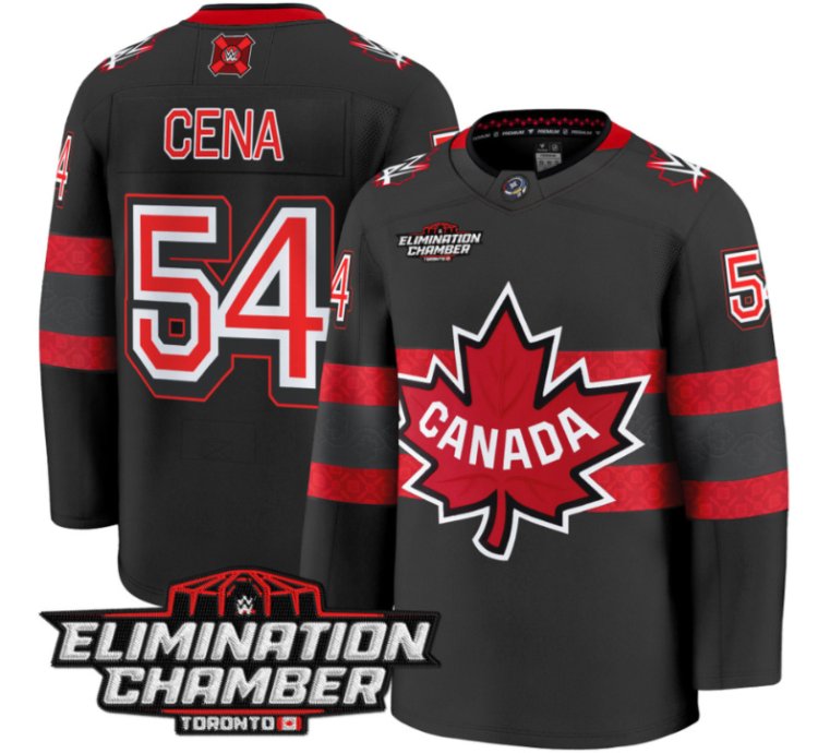 Men John Cena Jersey 54 Elimination Chamber Toronto 2025 Premium Stitched Black