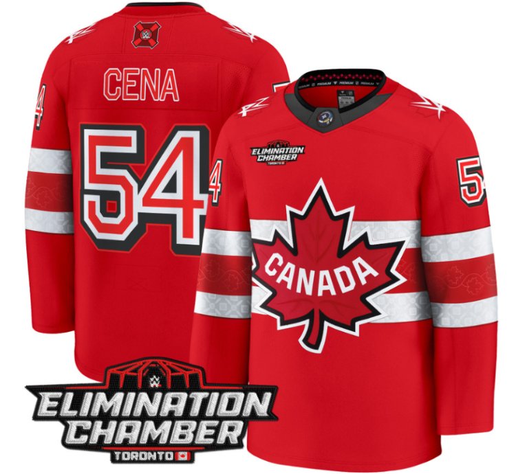 Men John Cena Jersey 54 Elimination Chamber Toronto 2025 Premium Stitched Red