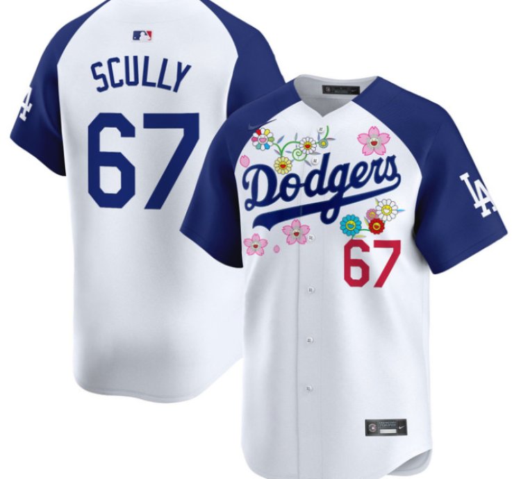 Vin Scully Jersey 67 Dodgers X Takashi Murakami 2025 Vapor Limited Stitched Alternate