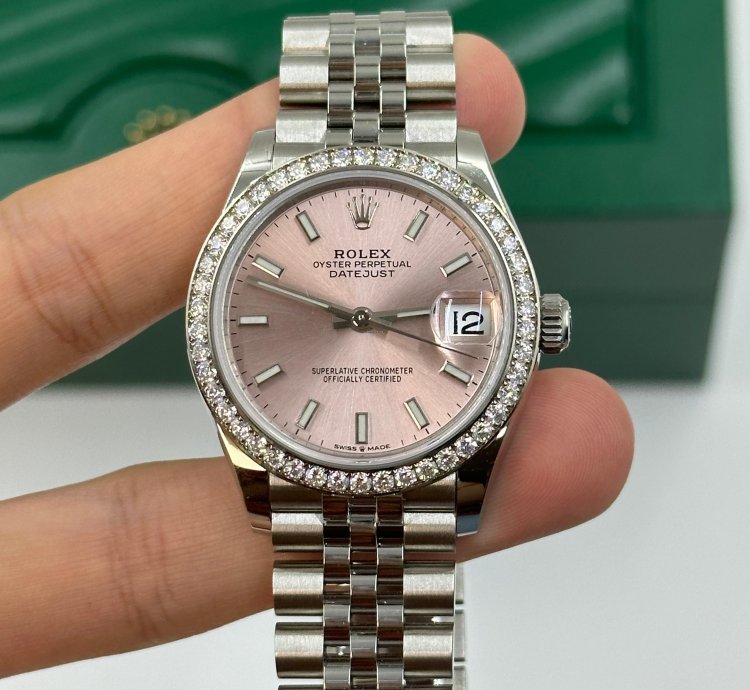 Rolex Datejust 31 Pink Dial Diamond Bezel Jubilee