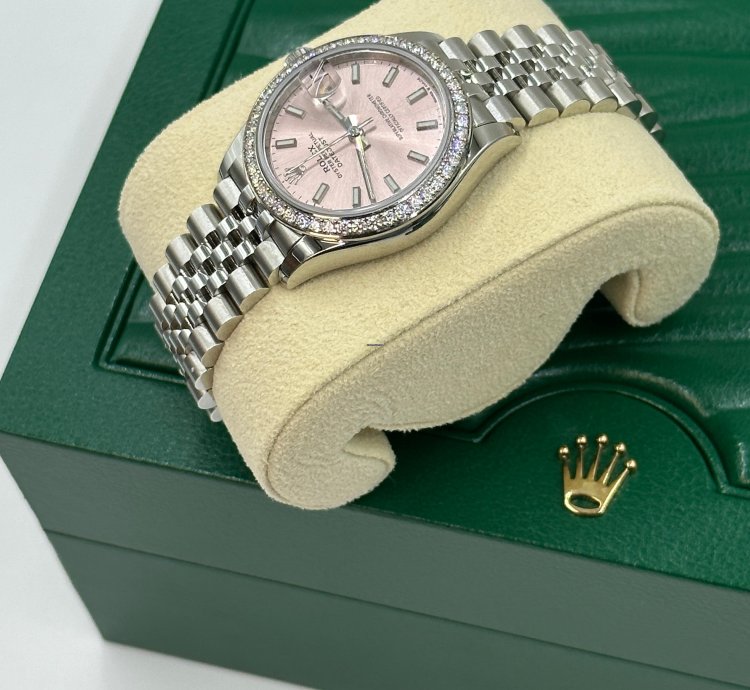 Rolex Datejust 31 Pink Dial Diamond Bezel Jubilee
