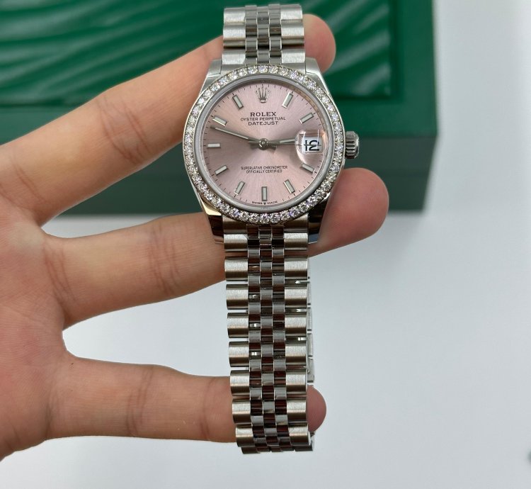 Rolex Datejust 31 Pink Dial Diamond Bezel Jubilee