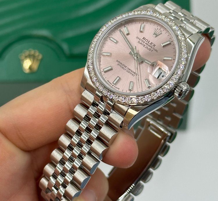 Rolex Datejust 31 Pink Dial Diamond Bezel Jubilee