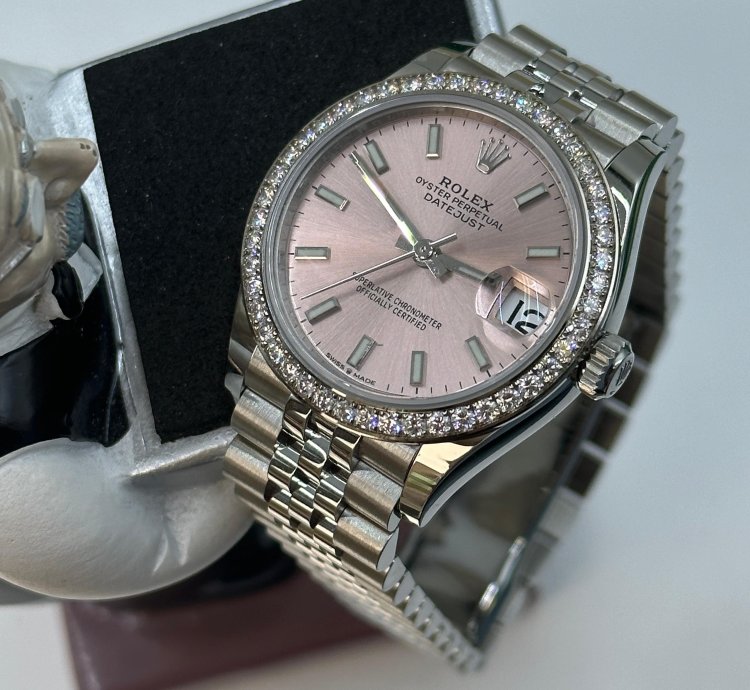 Rolex Datejust 31 Pink Dial Diamond Bezel Jubilee