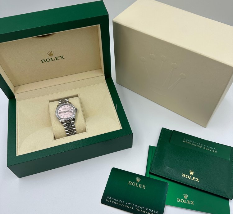 Rolex Datejust 31 Pink Dial Diamond Bezel Jubilee