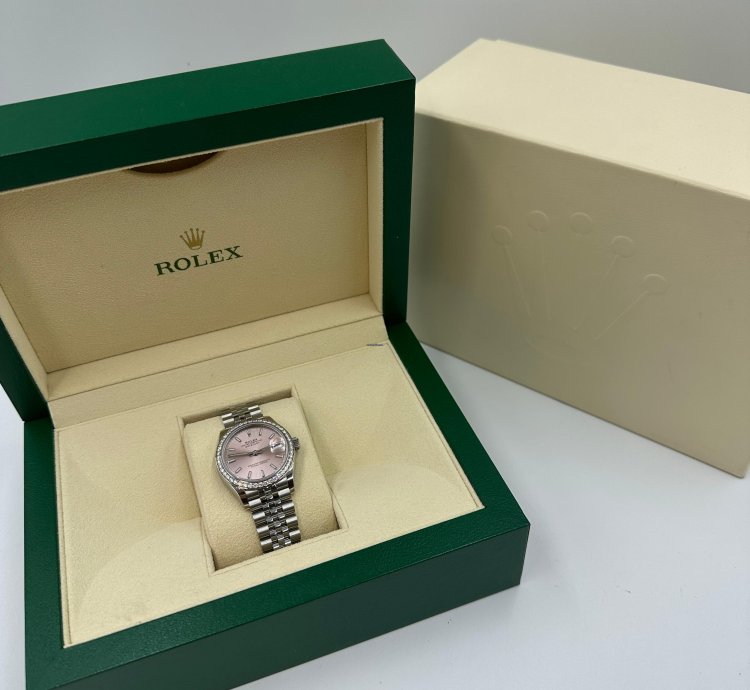 Rolex Datejust 31 Pink Dial Diamond Bezel Jubilee