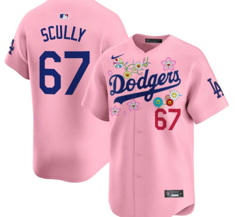 Vin Scully Jersey 67 Dodgers X Takashi Murakami 2025 Vapor Limited Stitched Cherry Blossom