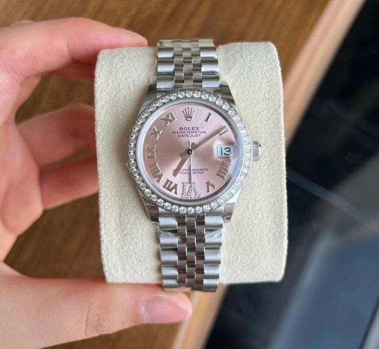 Rolex Datejust 31 Pink Roman Dial Diamond Bezel Jubilee