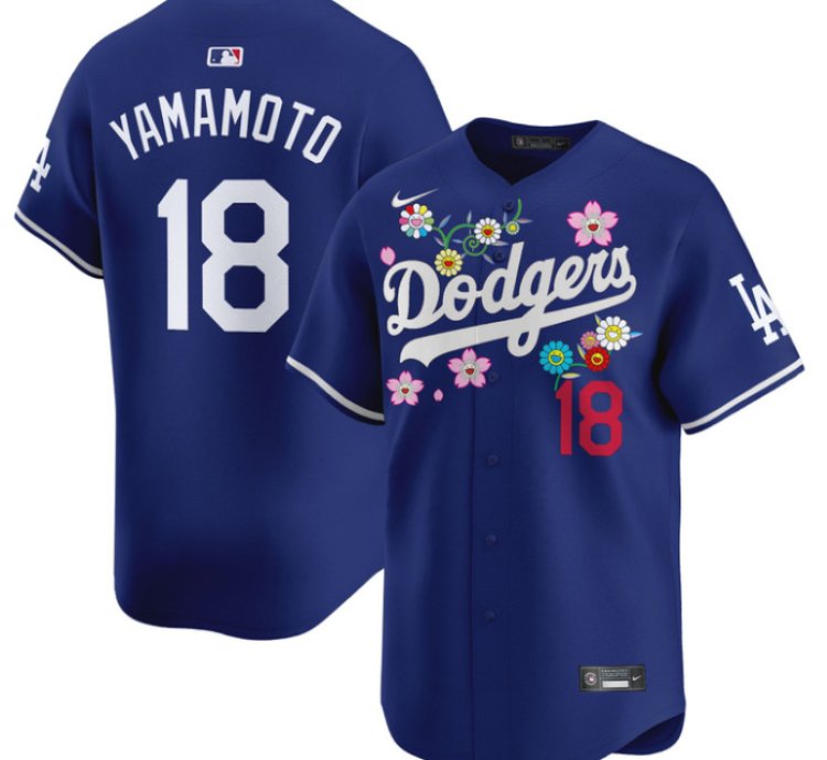 Yamamoto Jersey 18 Dodgers X Takashi Murakami 2025 Vapor Limited Stitched Royal