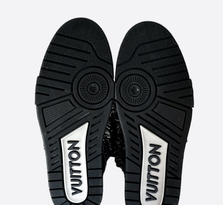Louis Vuitton Black Denim Monogram Crystal Skate Trainers