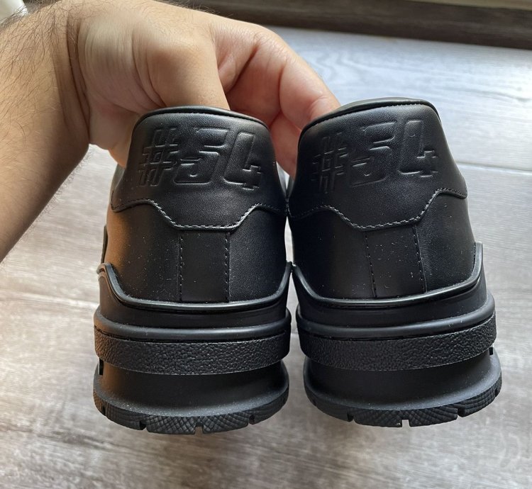 Louis Vuitton Black Leather And Wool Trainer Sneaker