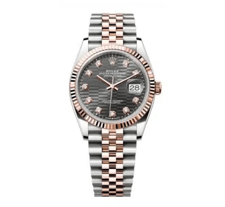 Rolex Datejust 36 126231 Rose Gold Stainless Steel Slate Motif Diamond Dial 2023