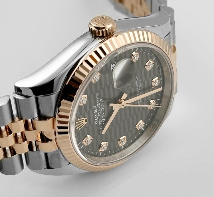 Rolex Datejust 36 126231 Rose Gold Stainless Steel Slate Motif Diamond Dial 2023