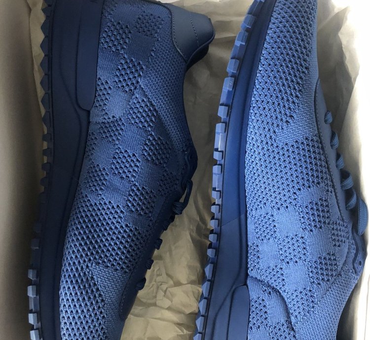 Louis Vuitton Blue Damier Mesh Run Away Sneakers
