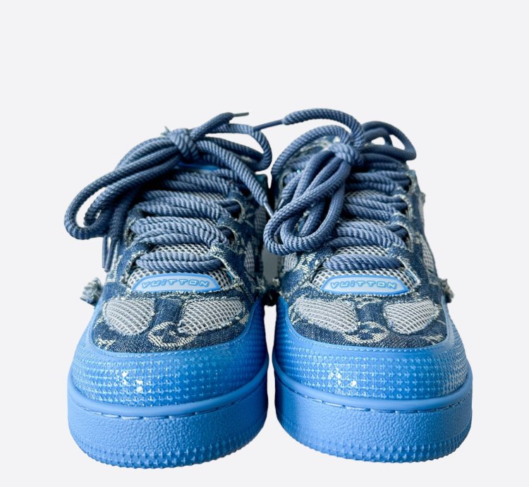 Louis Vuitton Blue Denim Monogram Crystal Skate Trainers
