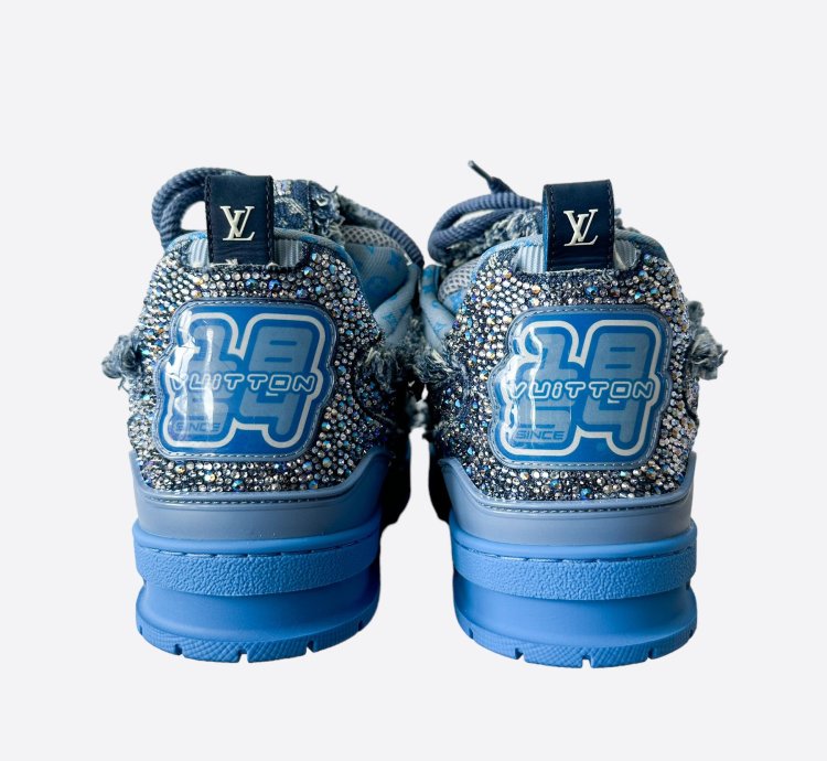 Louis Vuitton Blue Denim Monogram Crystal Skate Trainers