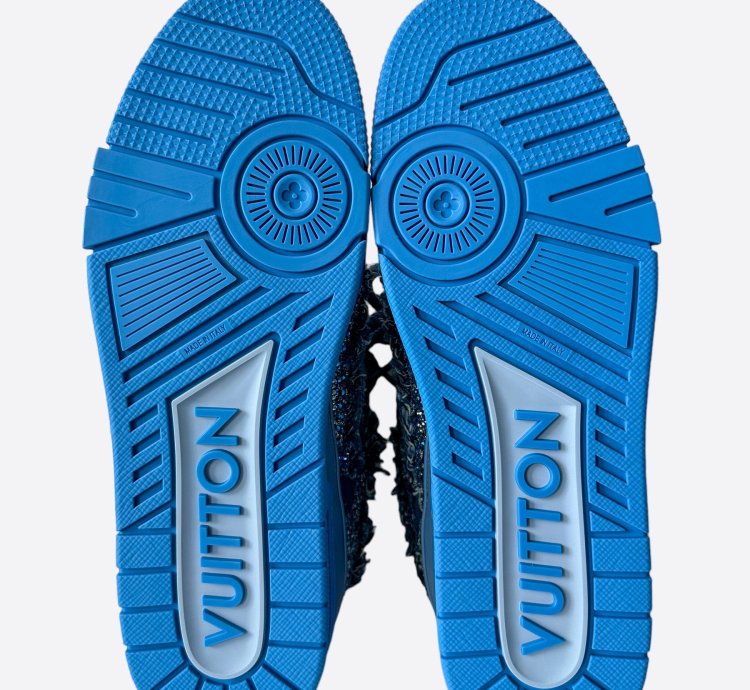 Louis Vuitton Blue Denim Monogram Crystal Skate Trainers