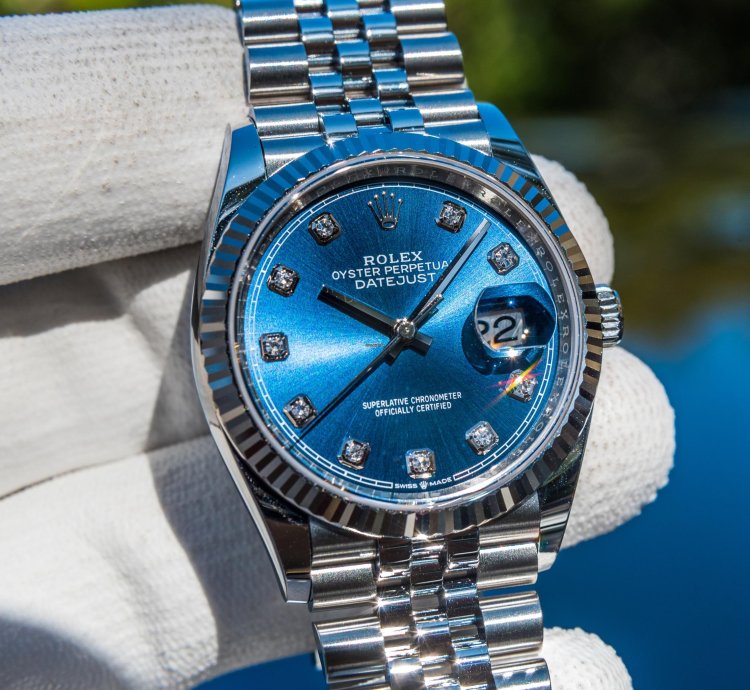 Rolex Datejust 36 126234 - Bright Blue Diamond Set Dial - Jubilee Bracelet
